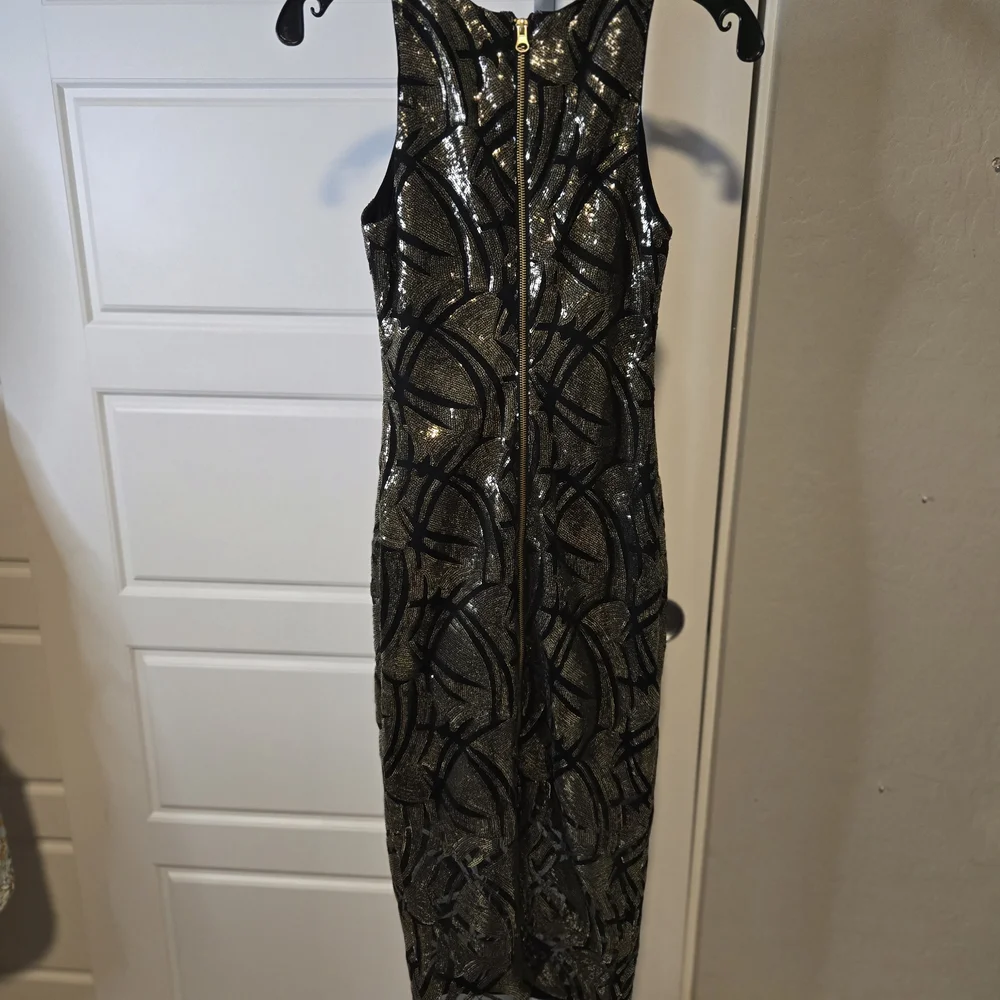 Marciano Black and Gold Sequin Dress - Picture 6 of 8